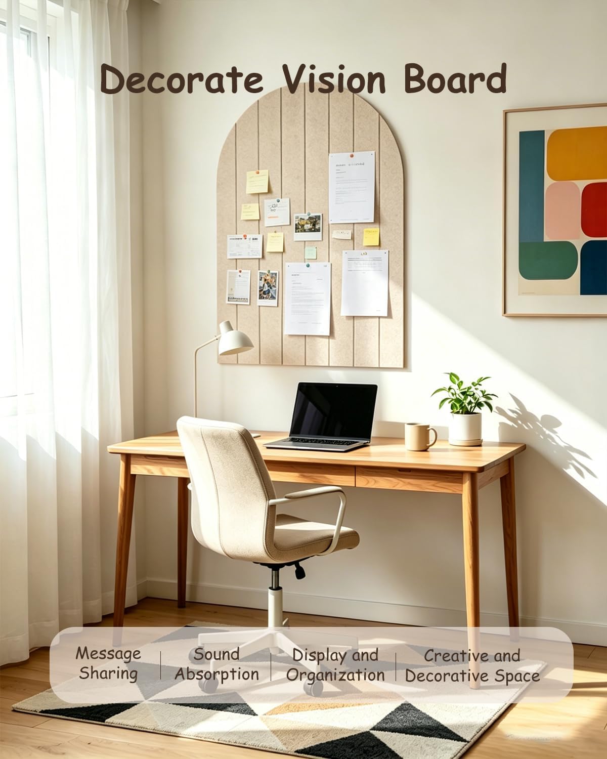 Foldable Bulletin Board 47x24 inches, 0.35" Thick Felt Wall Tiles, Large...