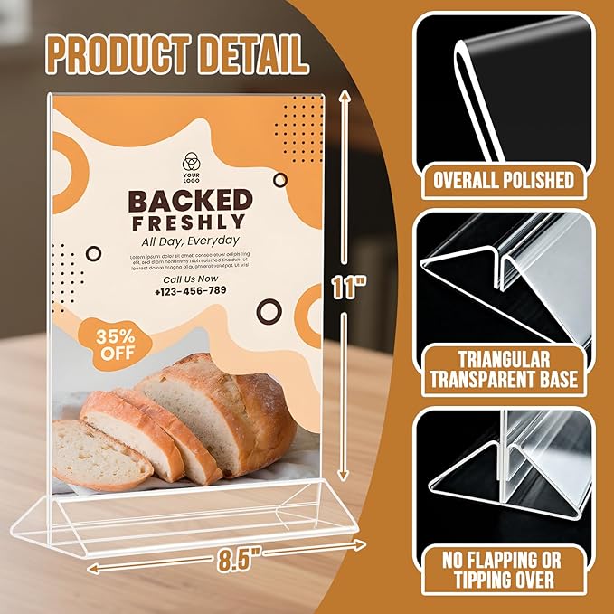 NICELINK 9 Pack Acrylic Sign Holder 8.5x11 Inch, Double Sided Clear Flyer - Image 3