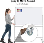 Max-officoo 60"x40" Mobile Whiteboard Double-Sided Magnetic Large Dry Erase - Image 3