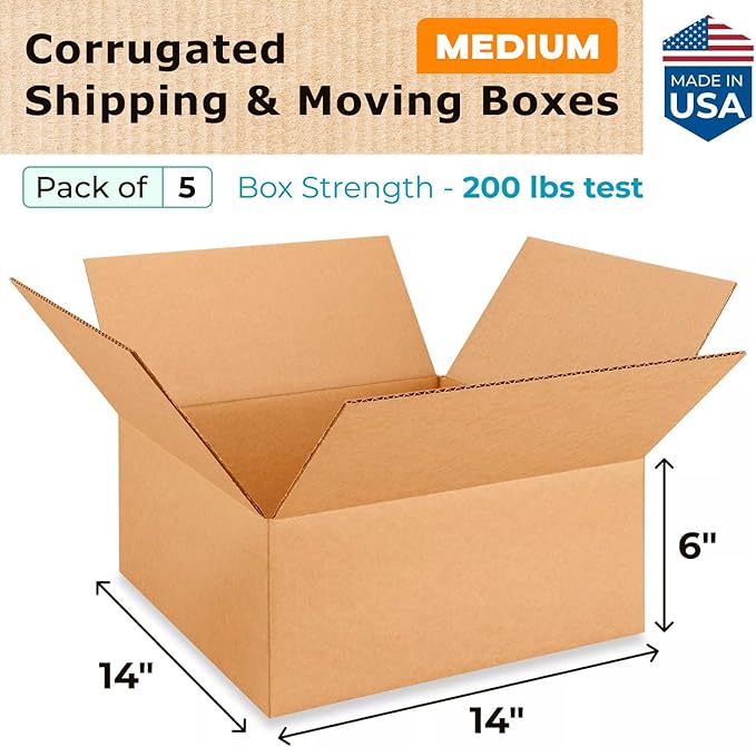 Medium Moving & Shipping Boxes 14 x 14 x 6 inches - Image 2