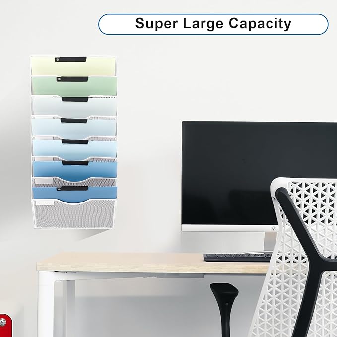 EASEPRES 8 Pocket Mesh Hanging Wall File Organizer, Wall Mounted Mail Paper - Image 6