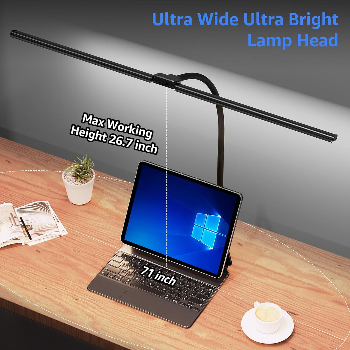 ShineTech LED Desk Lamp for Home Office, 5000K Bright Double Head Architect T...