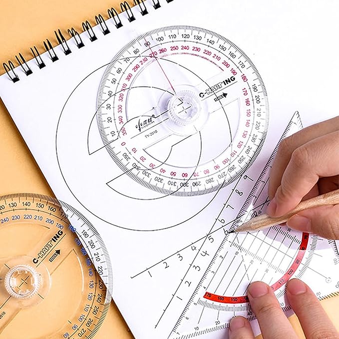 360° Protractor Pack of 5 Protactors Plastic Protractor Math Protractors Clear - Image 6