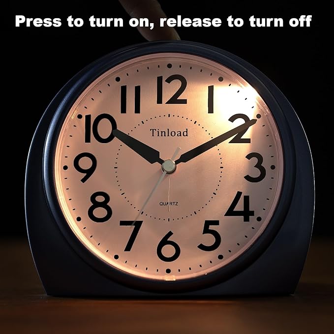 Tinload 5.5" Large Analog Alarm Clock Silent Non Ticking, Gentle Wake, Beep - Image 6