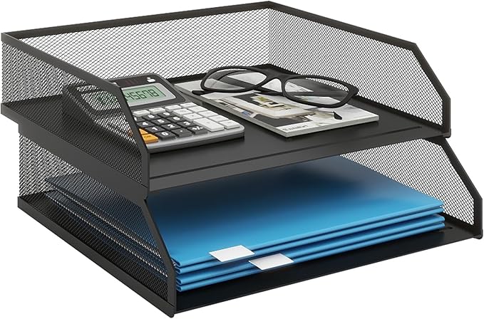 Natwind 2-Tier Stackable Paper Tray, Metal Mesh Desktop Organizer, A4 Paper - Image 9