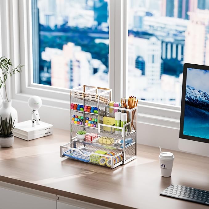 Marbrasse Mesh Pen Holder for Desk, Pen Organizer - Image 5