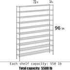 Regal Altair 14" Deep x 72" Wide x 96" Height Wire Shelving Kit | 10-Tier | NSF - Image 3