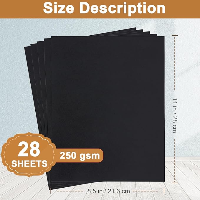 Silunkia 28 Sheets Black Cardstock 8.5 x 11 - Image 2