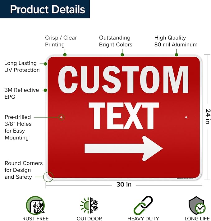Custom Arrow, Custom Directional Sign, Right Arrow, 24x30 Inches, 3M EGP - Image 6