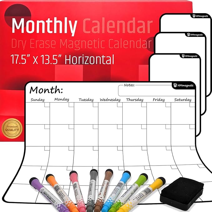 Large Dry-Erase Magnetic Monthly Calendar + Free Bonus: 3 Grocery/to-Do List - Image 9