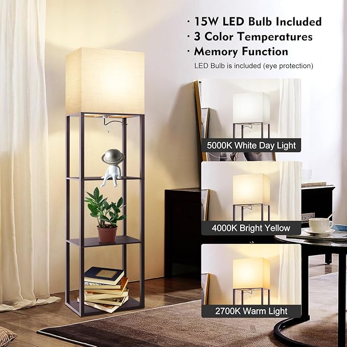 RUNTOP Plus - Floor Lamp with Shelves, Wide Shelf Lamp, Shelf Floor Lamp with - Image 3