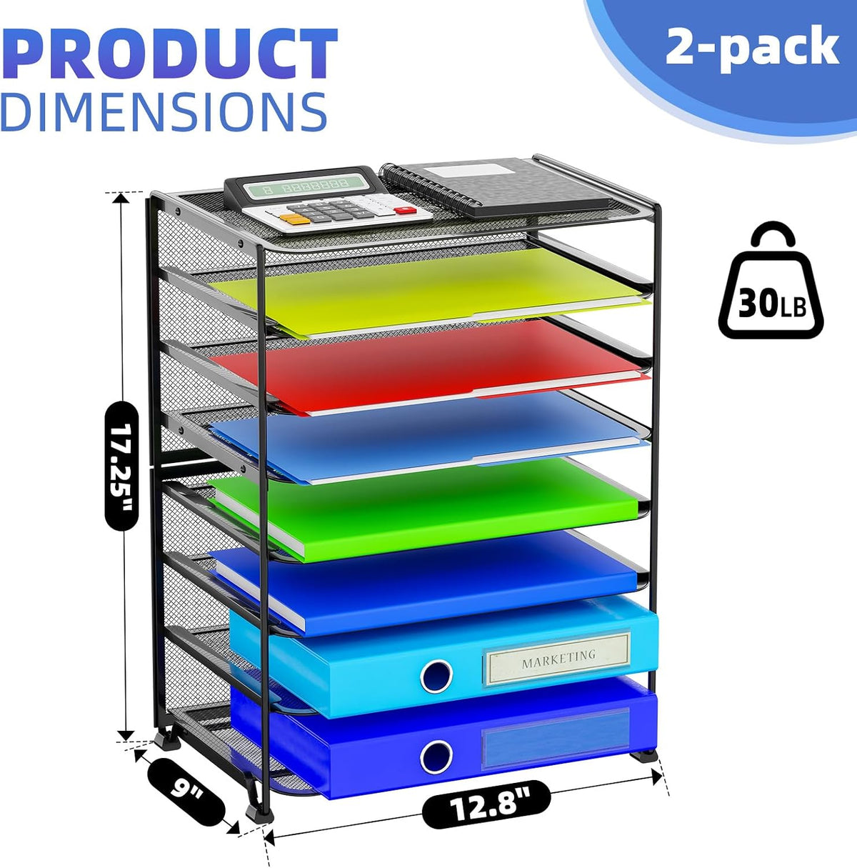 Simple Trending 2 Pack 8 Tier Letter Tray Paper - Mesh Desk File Organizer fo...