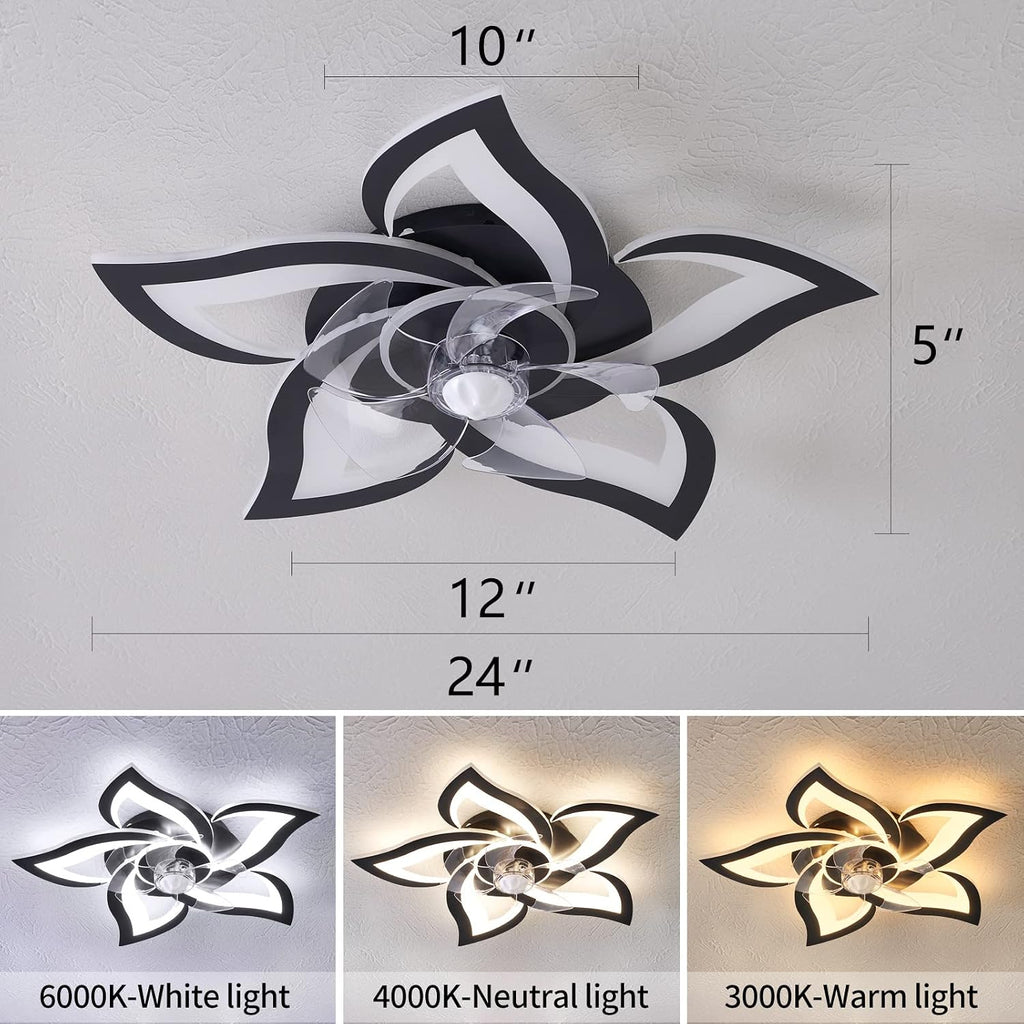 dalouguan 24" black flower ceiling fan with lights, package contents