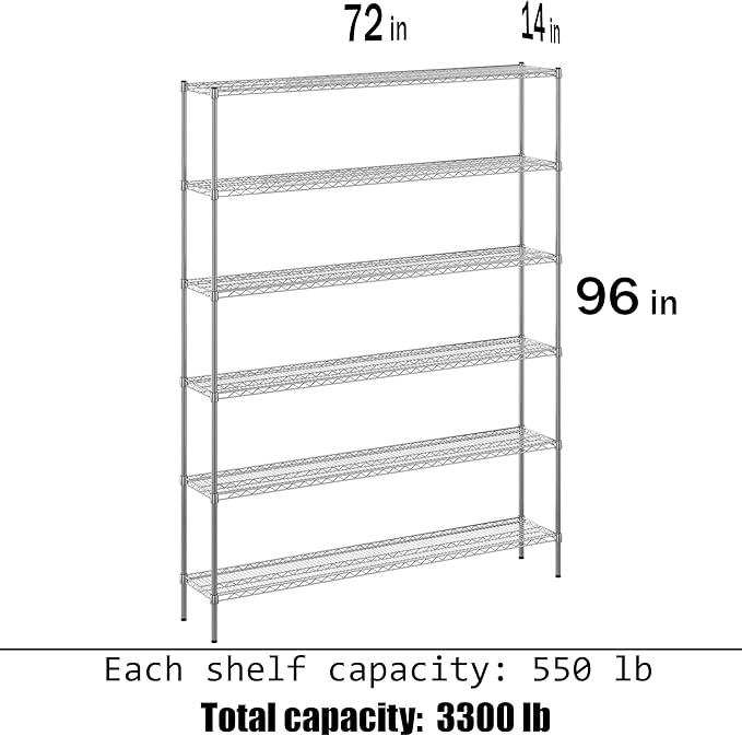 Regal Altair 14" Deep x 72" Wide x 96" Height Wire Shelving Kit | 6-Tier | NSF - Image 3