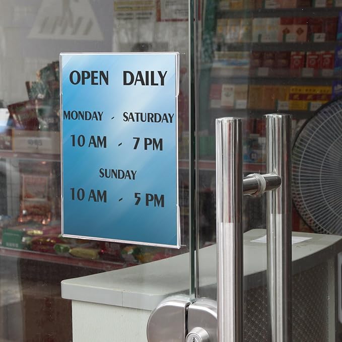 Niubee 6 Pack Acrylic Sign Holder 11 x 17 inches Wall Mount Sign Holders Clear - Image 8