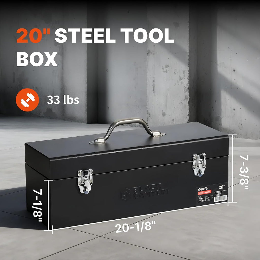 black canyon 20 inch steel tool box, metal, package contents