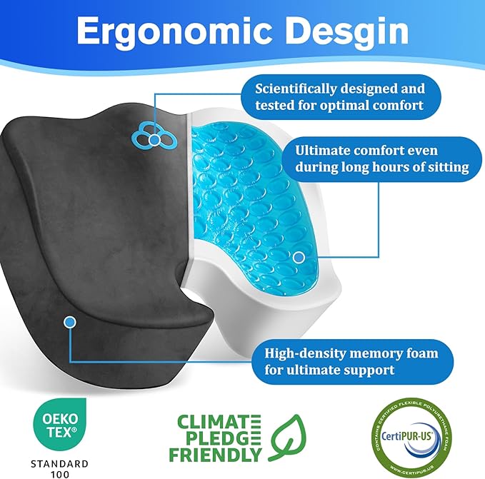 CushyOasis Seat Cushion, Gel Chair Cushions, Office Chair Cushions, Anti-Slip - Image 3