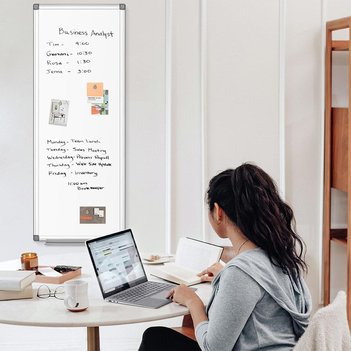 SWANCROWN Magnetic White Board, 36 x 12 in, Long Whiteboard Wall Hanging