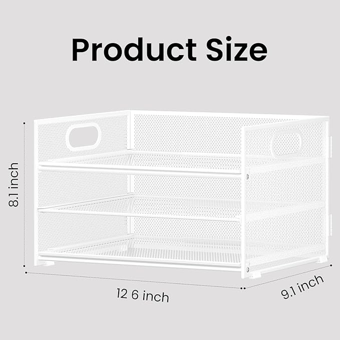 Subekyu 2-Pack 3-Tier White Metal Mesh Desk Paper Letter Tray & File Sorter - Image 4
