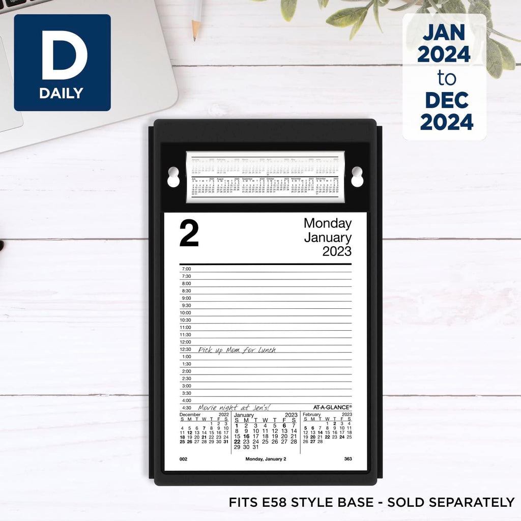 AT-A-GLANCE 2024 Daily Desk Pad Calendar Refill, 5" x 8", Large, Style (E4585024)