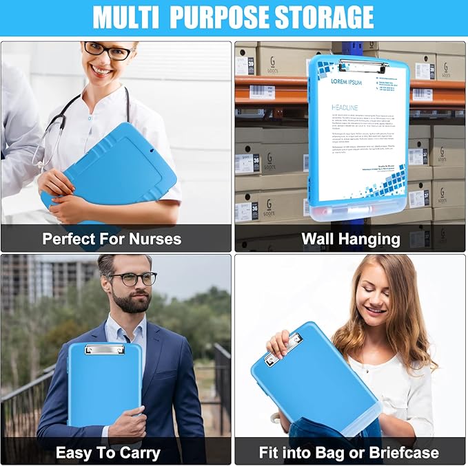 Blue Clipboard with Storage, TFDLCG zm Clip Boards 8.5x11 with Pen Holder - Image 7