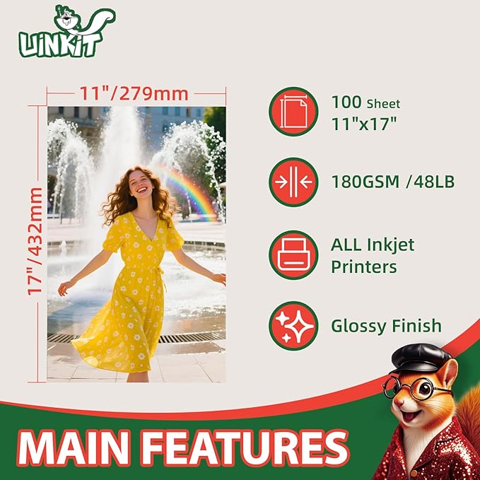 Uinkit Glossy Photo Paper 11x17 Inches 100 Sheets - Image 2