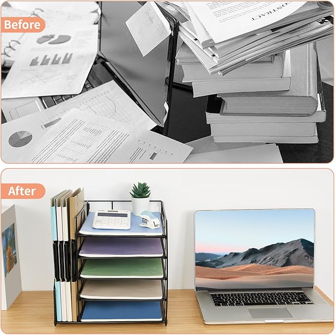 LEKETREE Desk Organizers and Accessories, 5-Tier Paper Letter Tray Organizer - Image 2