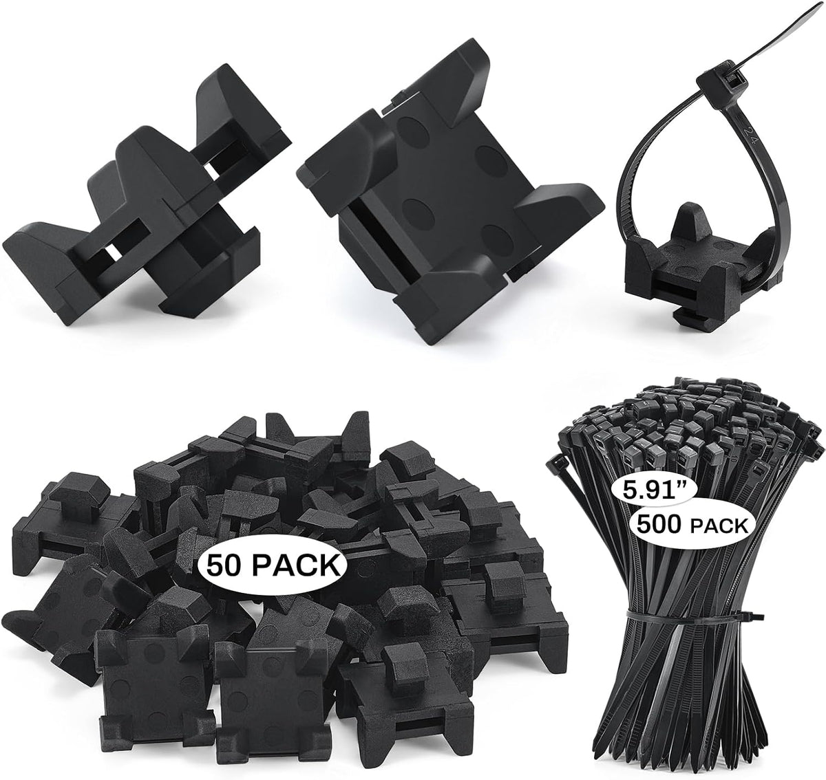 50 Set Zip Tie Block Mounts Compatible with 12316 80/20 10/15/40