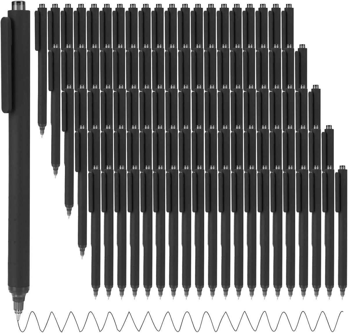 WY WENYUAN 100 Pcs Black Pens Bulk, 1.0mm Bold Point Quick Drying Ballpoint P...