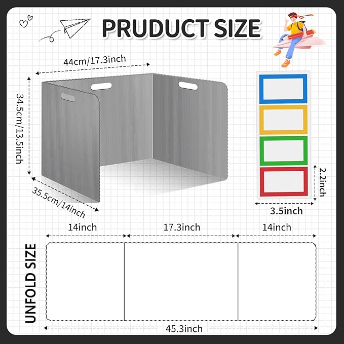 24 Pcs Desk Dividers for Students 14 × 17.5 × 14 Inch Plastic Durable and - Image 3