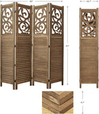 Room Divider Wood Carved Wall Divider Indoor Folding Portable Partition Screen - Image 4