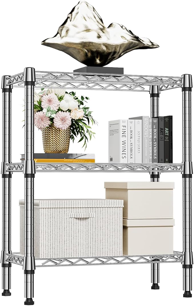 M MZG 750 lbs 3 Tier Shelf Metal Storage Shelves Wire Rack Closet Organizers by MEIGAOPLASTICANDMETALHKCOLIMITED
