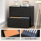 FATIGOS Lateral File Cabinet, Wood Black File Cabinet - Image 4