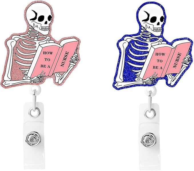 2Pcs Funny Skeleton Office Badge Reel Retractable by Unknown