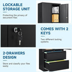 PEUKC 2-Drawer Metal File Cabinet, Lateral Vertical Filing Cabinets - Image 8