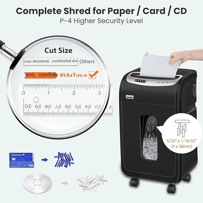 VidaTeco Paper Shredder for Home Office Heavy Duty - Image 3