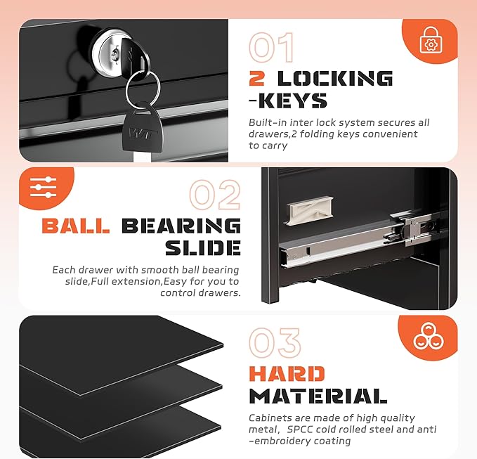 INTERGREAT Lateral File Cabinet 2 Drawer, Locking File Cabinet - Image 6