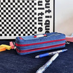 Haumei Canvas Pencil Case Large Capacity, Big Denim Pen Pouch - Image 6