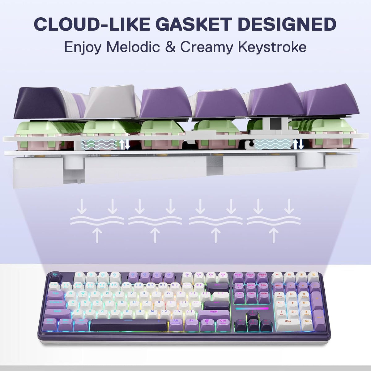 Redragon K745 PRO Wireless 108-Key Gasket RGB Gaming Keyboard, 4 Hotkeys