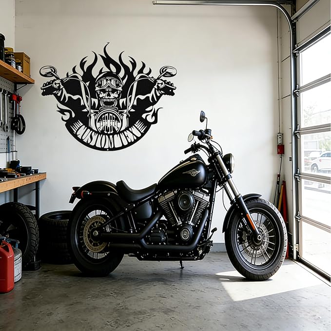 Custom Motorcycle Skull Metal Sign Personalized Biker Name Sign Custom Garage - Image 9