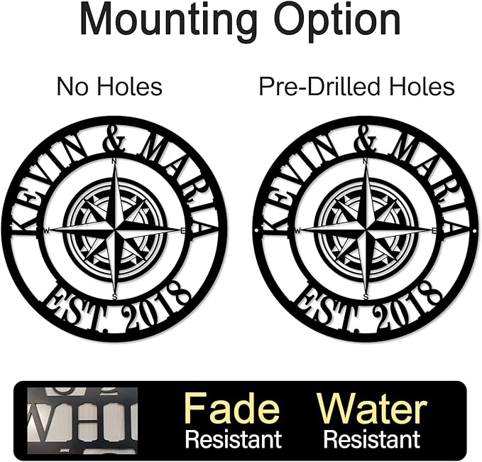 Metal Name Signs Personalized, Compass Metal Sign, Nautical Compass GPS - Image 5