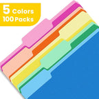 SUNEE File Folders, 100 Pack Manilla Folders 8.5 x 11, Colored File Folders - Image 5