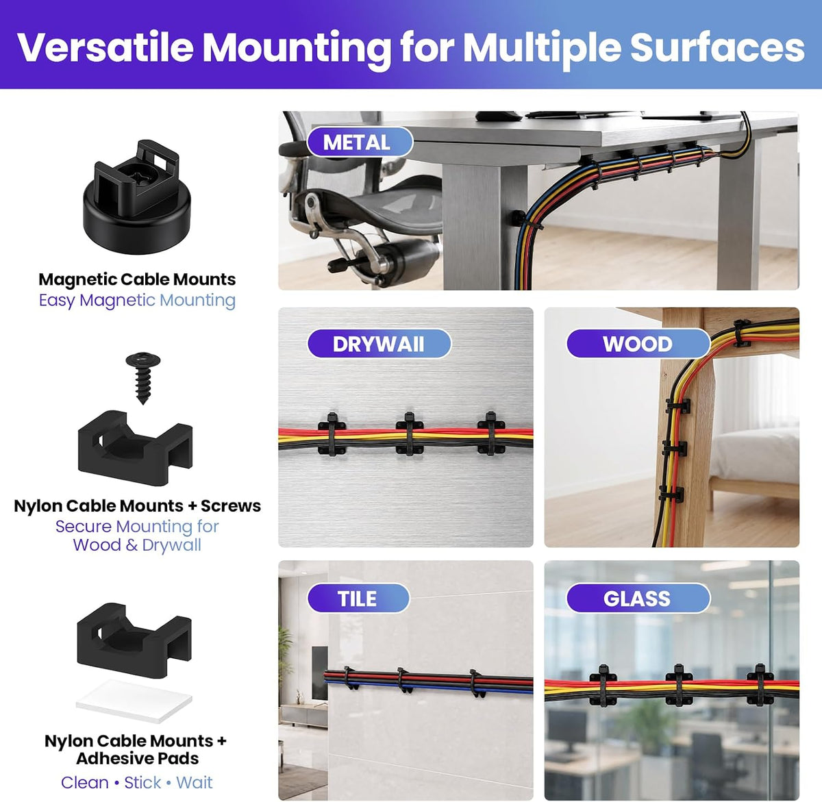 Magnetic Zip Tie Mounts, 24 PCS Magnetic Wire Holders, 25 LBS Cable Tie Mount...