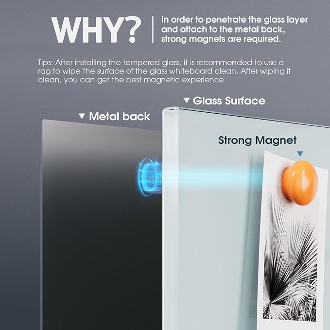 MaxGear Glass Whiteboard, Tempered Magnetic Dry Erase Board 48 x 36 Inch - Image 5