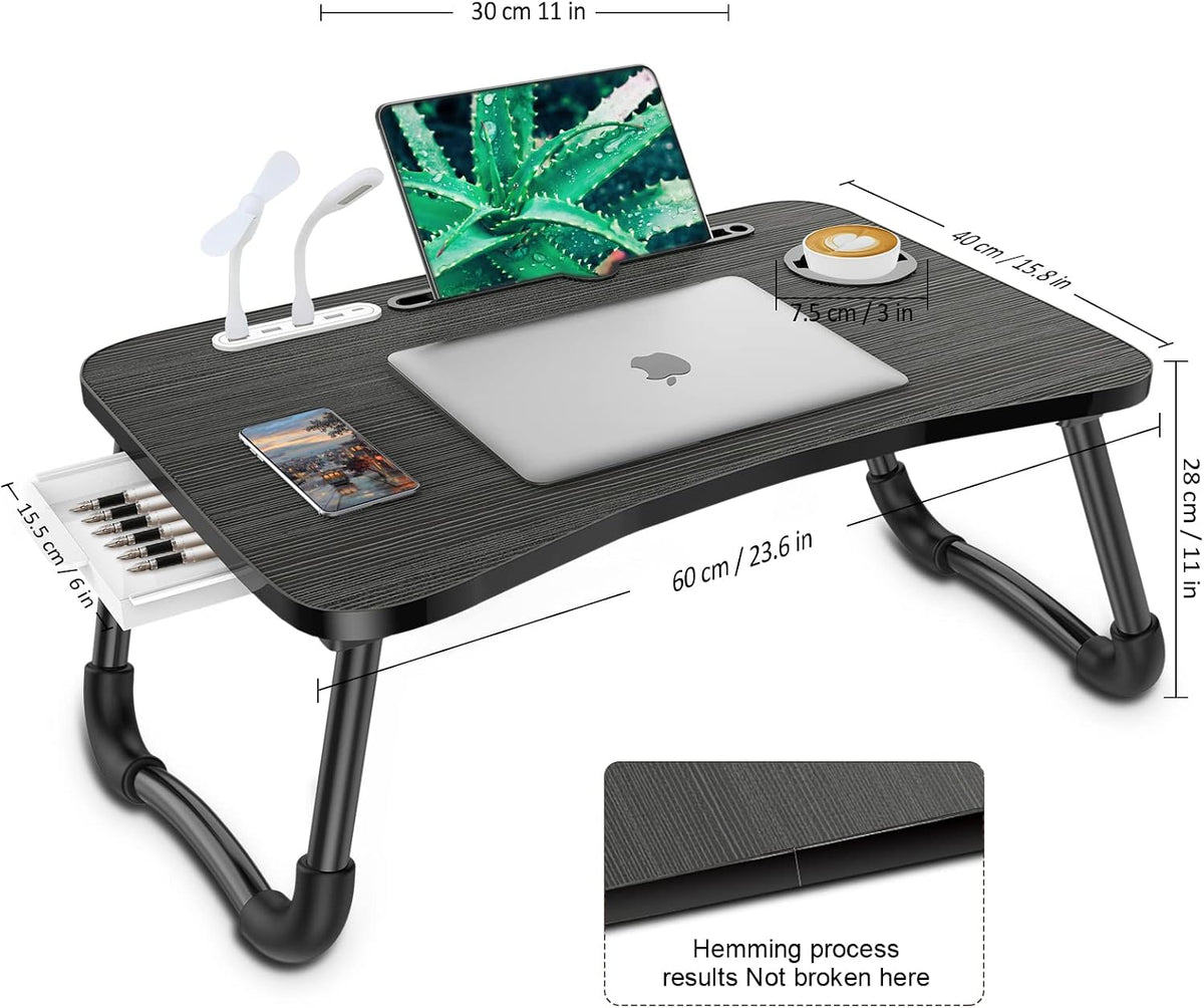Zapuno Laptop Lap Desk, Foldable Laptop Table Tray with 4 USB Ports Storage D...