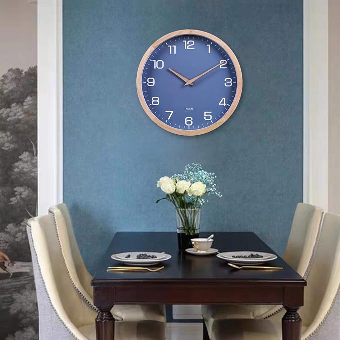 Kesin Wall Clock 12 Inch Silent Non Ticking Wood Wall Clocks Battery Operated - Image 6