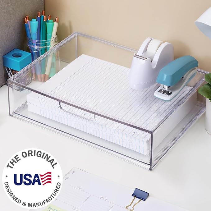 STORi STAX Plastic Stackable Organizer Drawer in Clear | 12.5-inches Wide | - Image 4