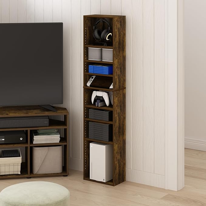 Furinno Indo DVD Shelf, 8-Tier CD Rack, Media Shelf - Image 2