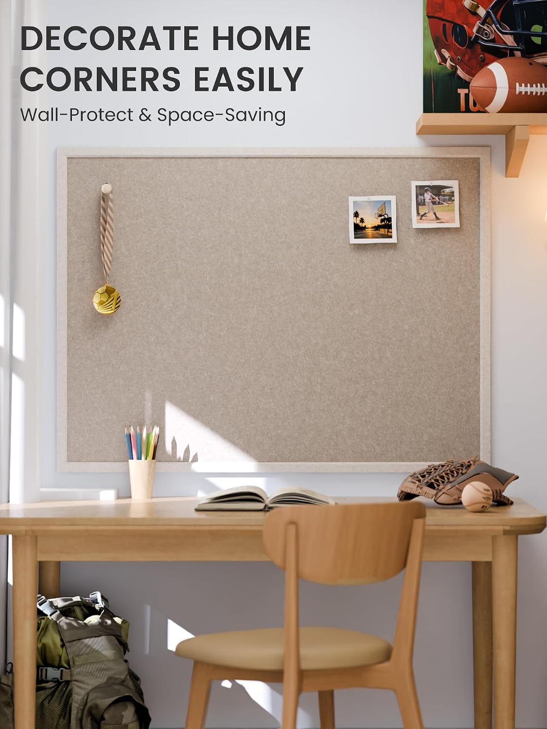 Fluxynara Framed Felt Bulletin Board, 47.2" x 35.4", Khaki