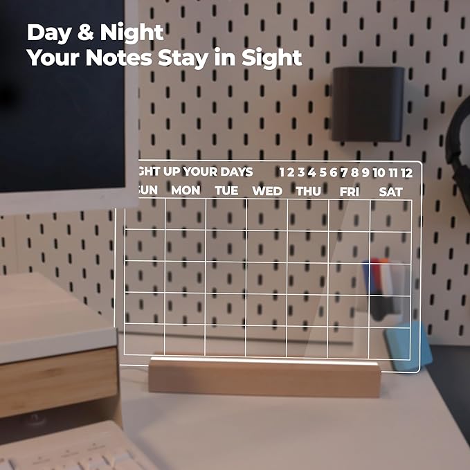 Dry Erase Calendar with Light, USB-Powered Light Up Whiteboard, Includes 4 - Image 5